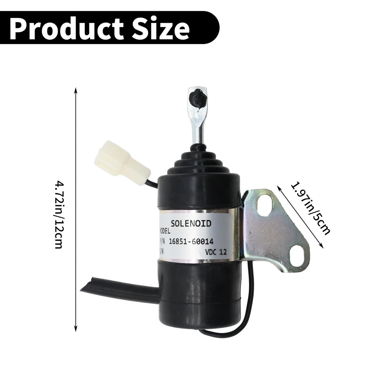 DUZFOREI 12V Fuel Shut Off Solenoid 16851-60014 16851-60010 Stop Solenoid Compatible Replacement for Kubota Mower ZD18 ZD21 ZD221 ZD323 D722 Engine