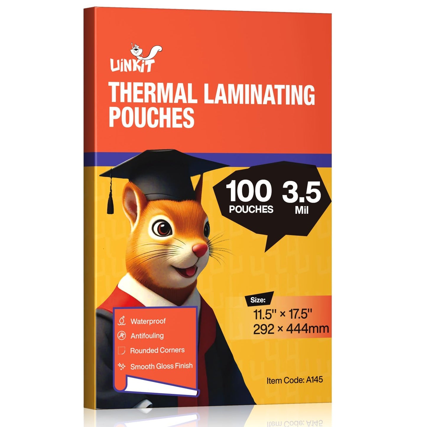 Uinkit 3.5 Mil 100 Pack Clear Thermal Laminating Pouches, 11.5 x 17.5-Inch Lamination Pouches Paper, Fits 11 x 17 Inch Laminator Sheet, Rounded Corner