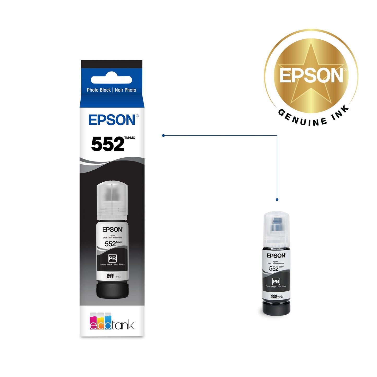 Epson 774 EcoTank Ink Ultra-high Capacity Bottle Black (T774120-S) Works with ET-4550, 3600, 16500