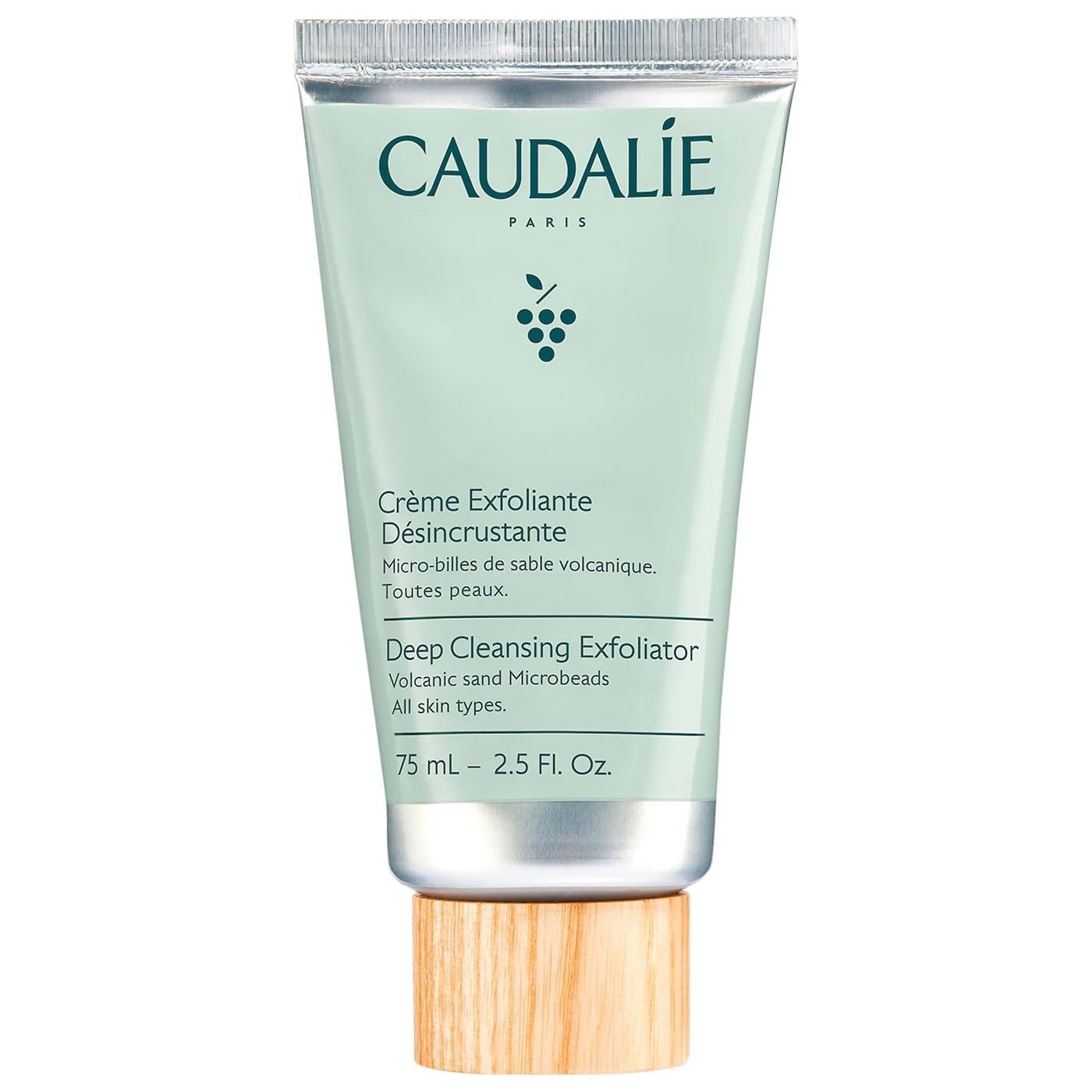 Caudalie Vinoclean Deep Cleansing Face Exfoliator, Gentle Exfoliant for All Skin Types, 2.5 oz
