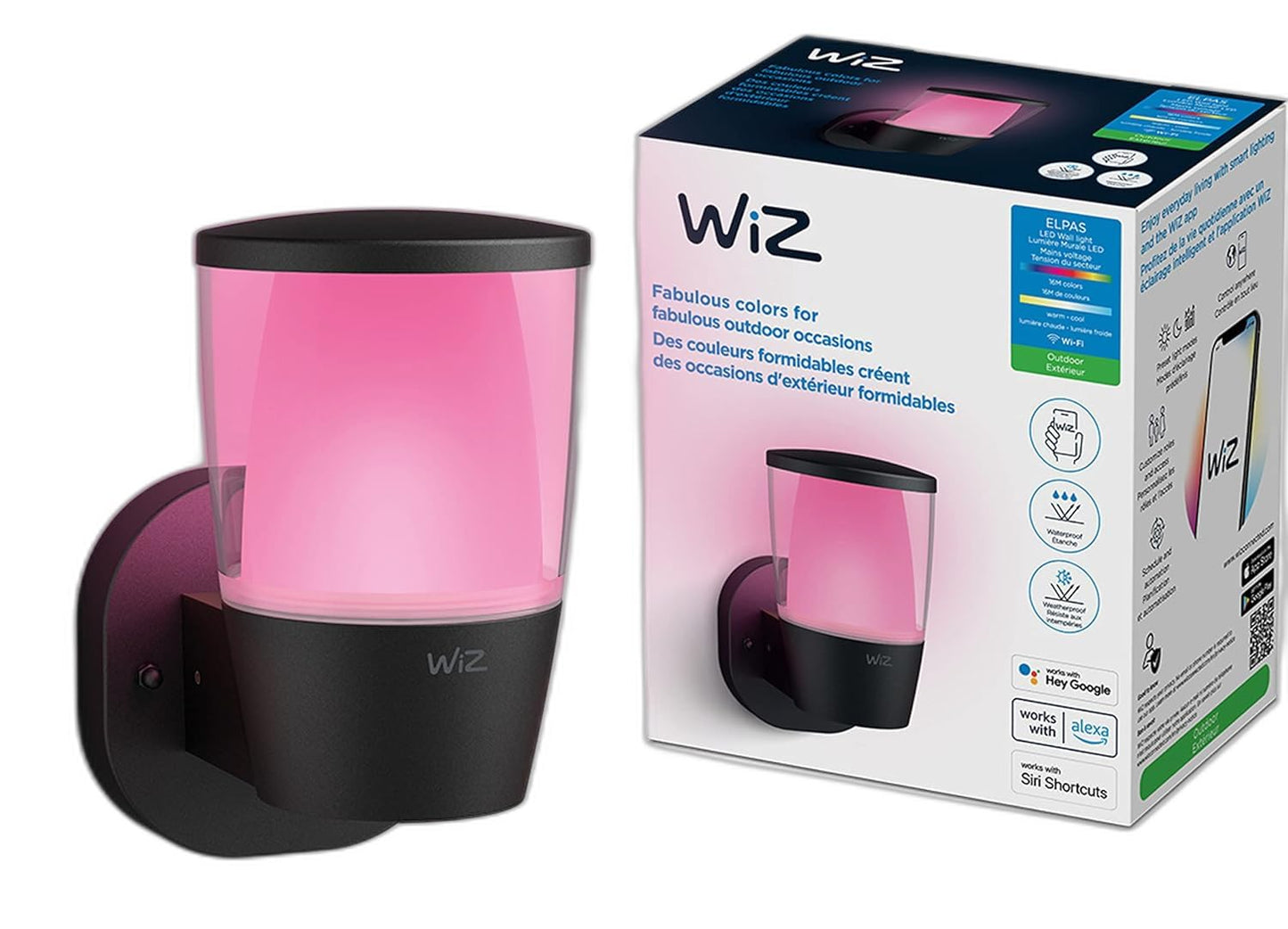 WiZ Connected Outdoor Light Fixture - Smart Wi-Fi Wall Light - Outdoor LED Porch Light - 16 Million Colors - Compatible with Alexa, Google Assistant - Bluetooth Compatible - No Hub Required - 1 Pack