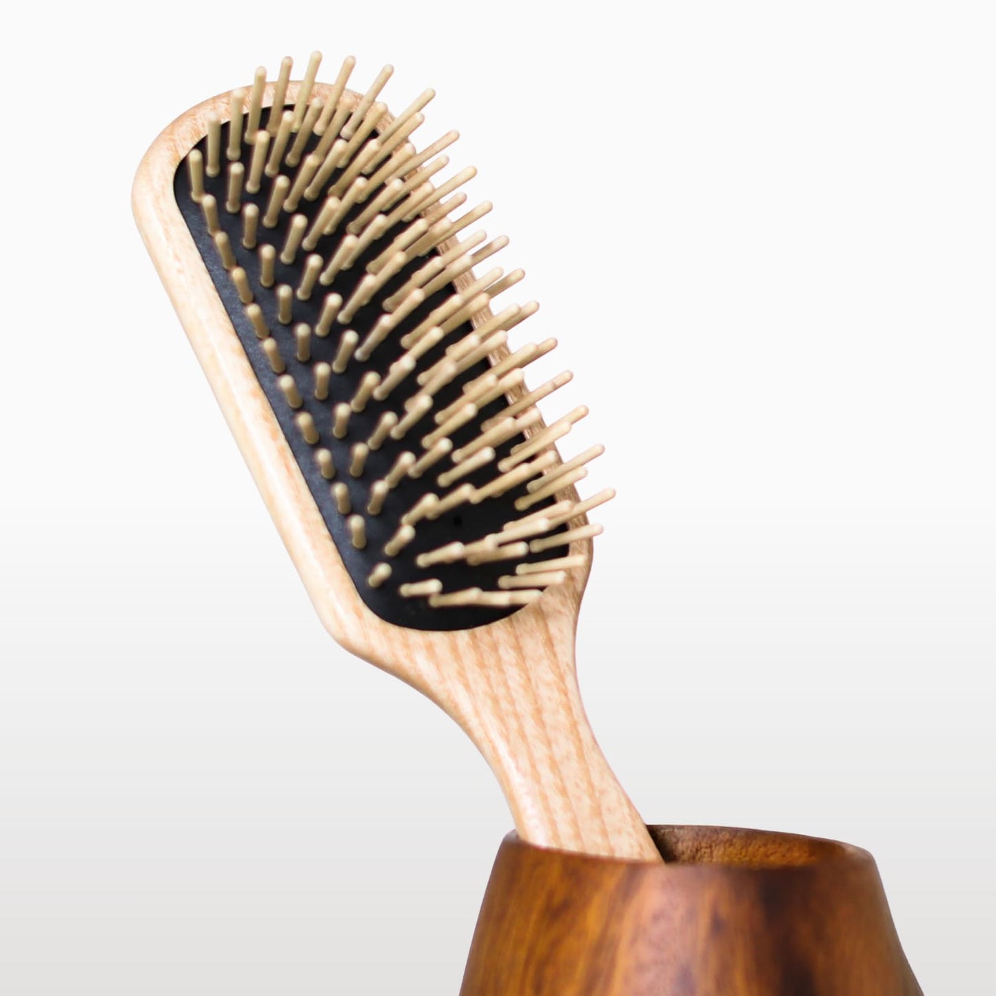 TEK - Medium Rectangular Ash Wood Brush with Short Tooth Handmade in Italy, for Fine or Straight Hair - 22 x 5.5 cm