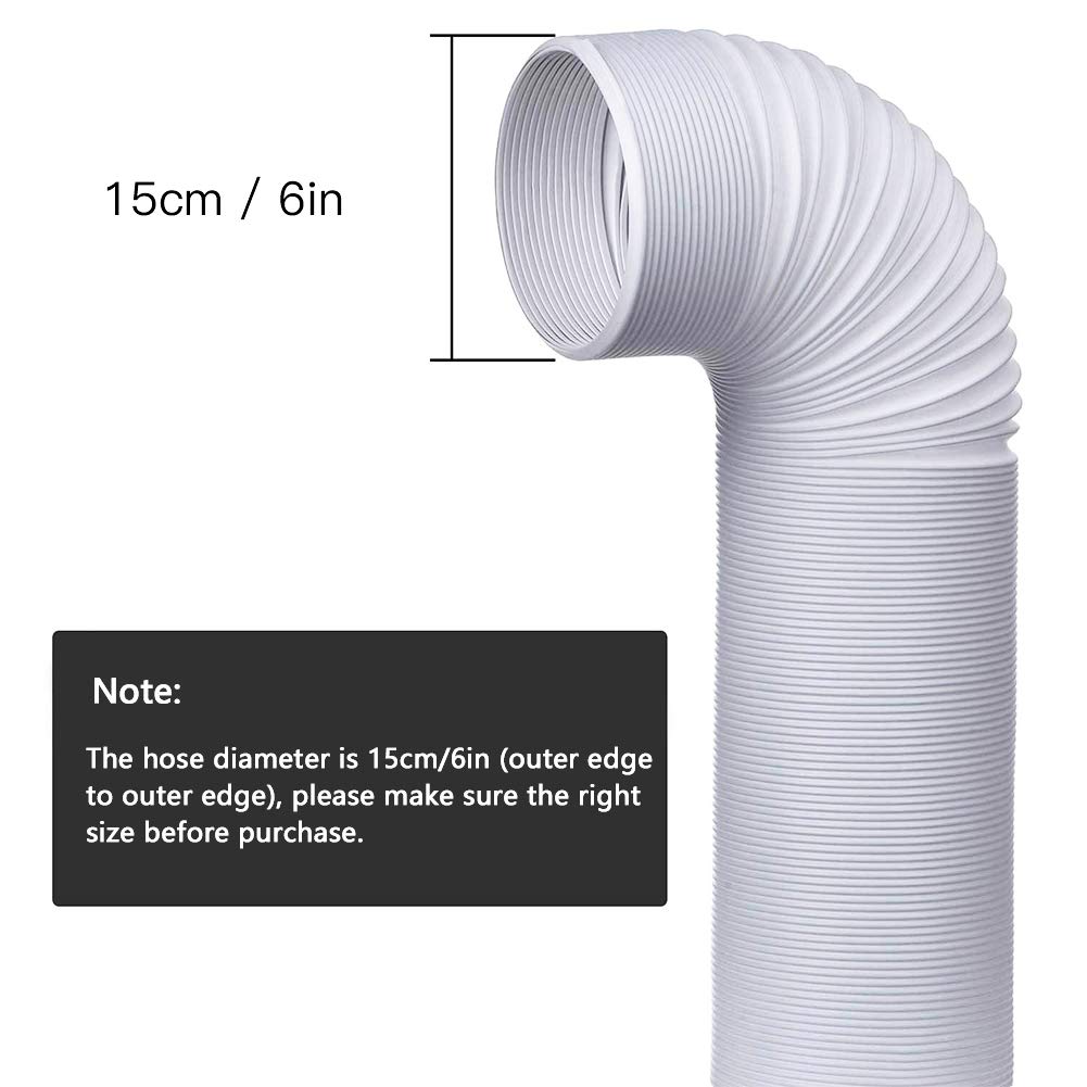 Bysameyee Portable Air Conditioner Hose, 5.9 Inch Diameter 80 Inch Length AC Exhaust Vent Flexible Hose, Anti-Clockwise Thread Air Conditioner Parts Compatible with LG, Delonghi and More