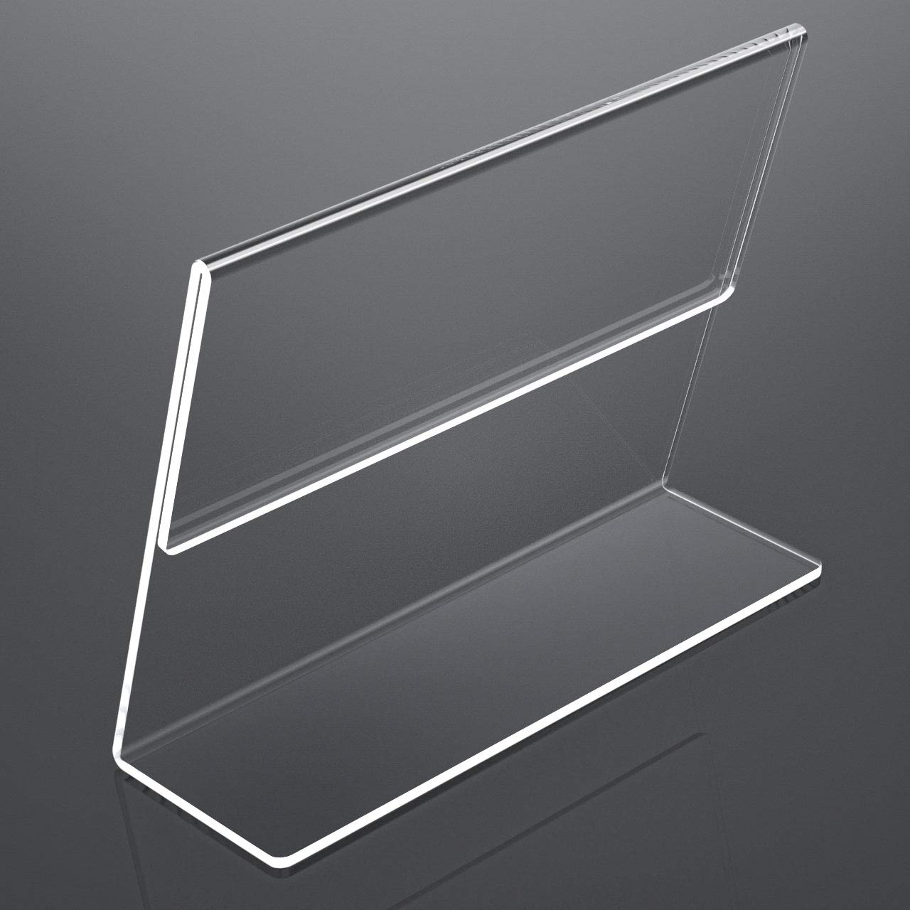 NIUBEE Acrylic Sign Holder 8.5x11 Inches 6 Pack Horizontal, Slant Back Clear Frames, Plastic Paper Flyer Display Holder, Document Menu Table Stand for Office, Store, Restaurant -Landscape