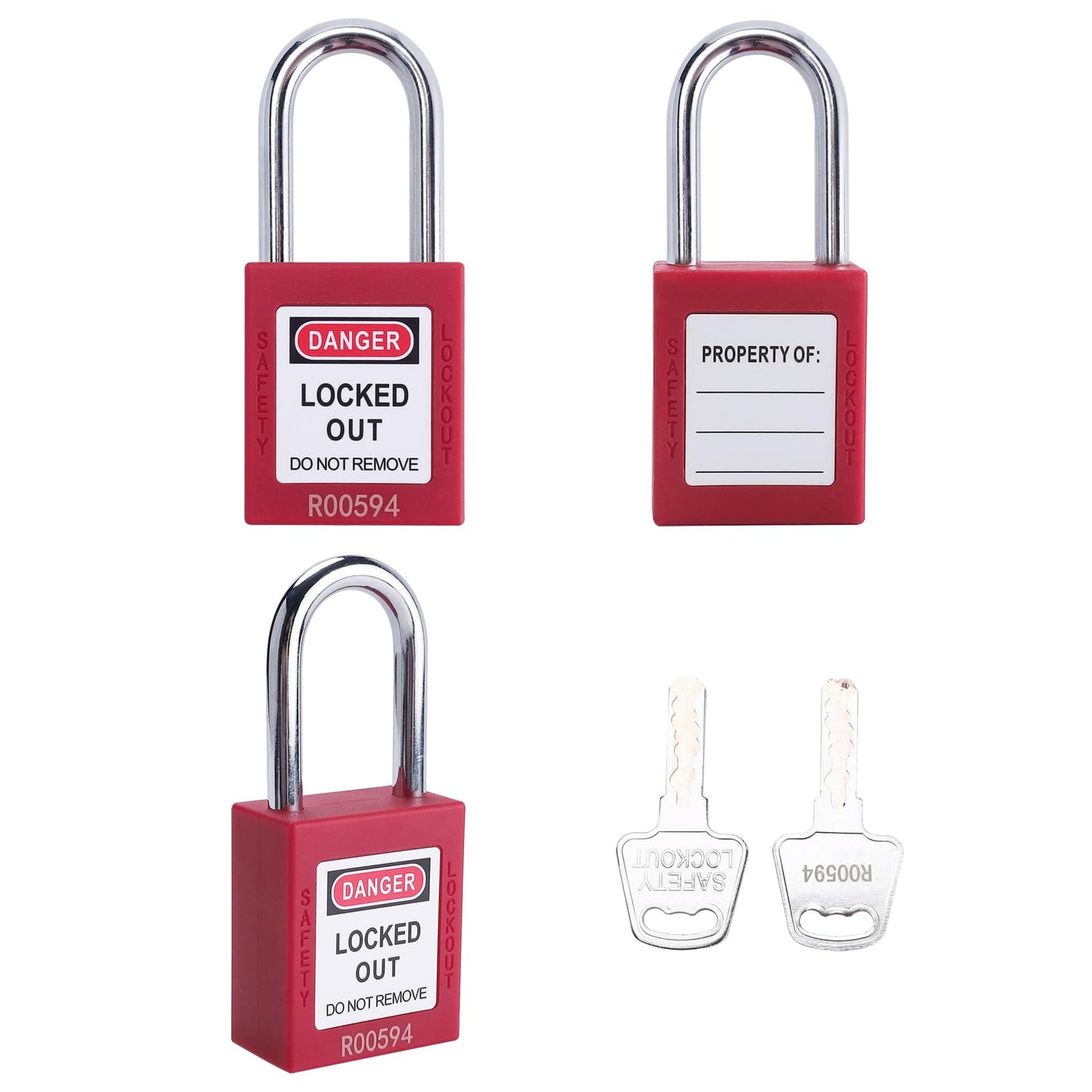 Patioer Lockout Tagout Locks, 20 Red Loto Locks Keyed Alike, Lock Out Tag Out Safety Padlocks, 2 Keys Per Lock