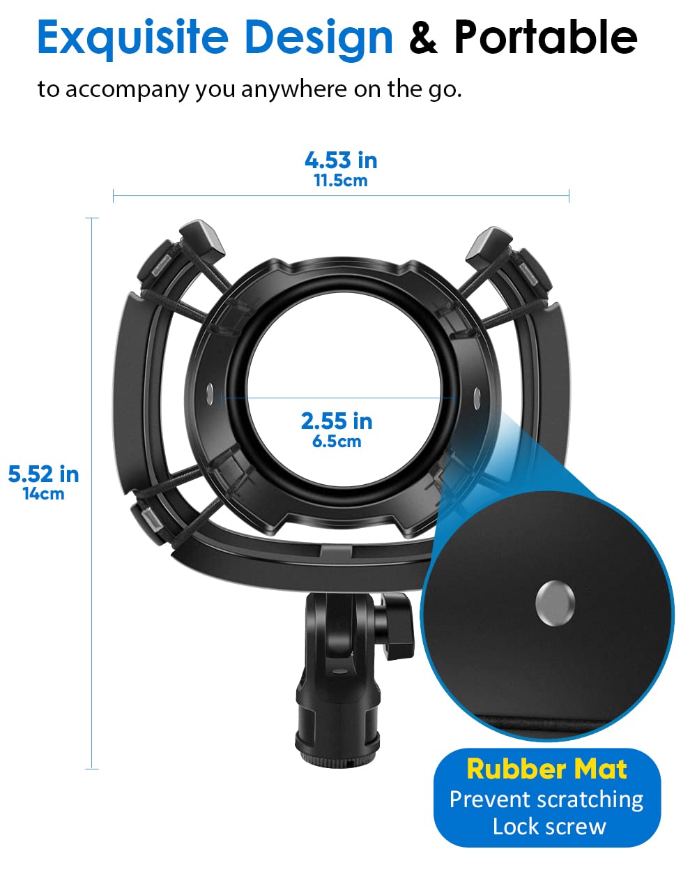 [Newest &Ultra-Durable] Microphone Shock Mount with Pop Filter [Custom Built for Blue yeti Mic] Anti-Vibration Suspension Shock Mount Holder Clip Compatible with Blue Yeti Microphones