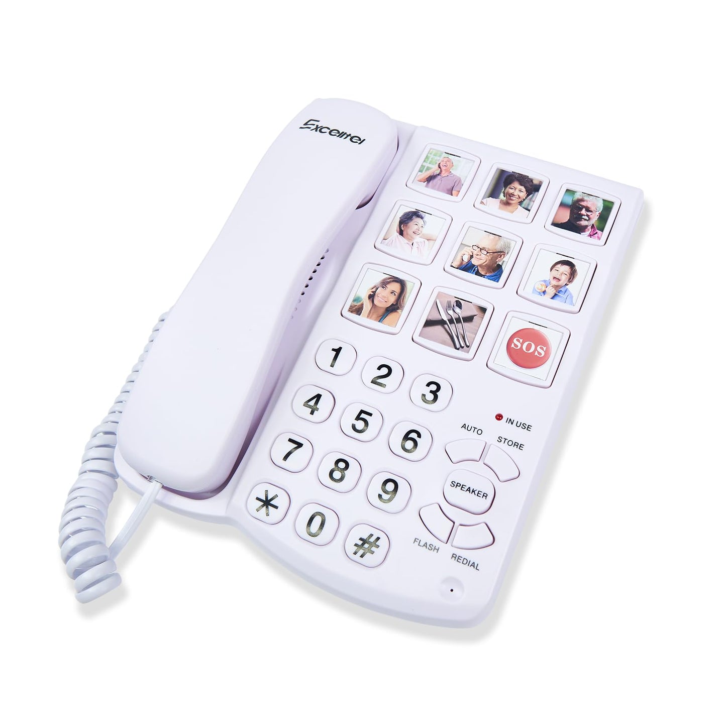 Excelltel Big Button Phone for Seniors, Corded Landline Telephone with Handsfree Function and 9 Groups of Memory, One-Touch Dialling,Suitable People with Vision Disorders/Hearing Damage (EX-LD-858HF)