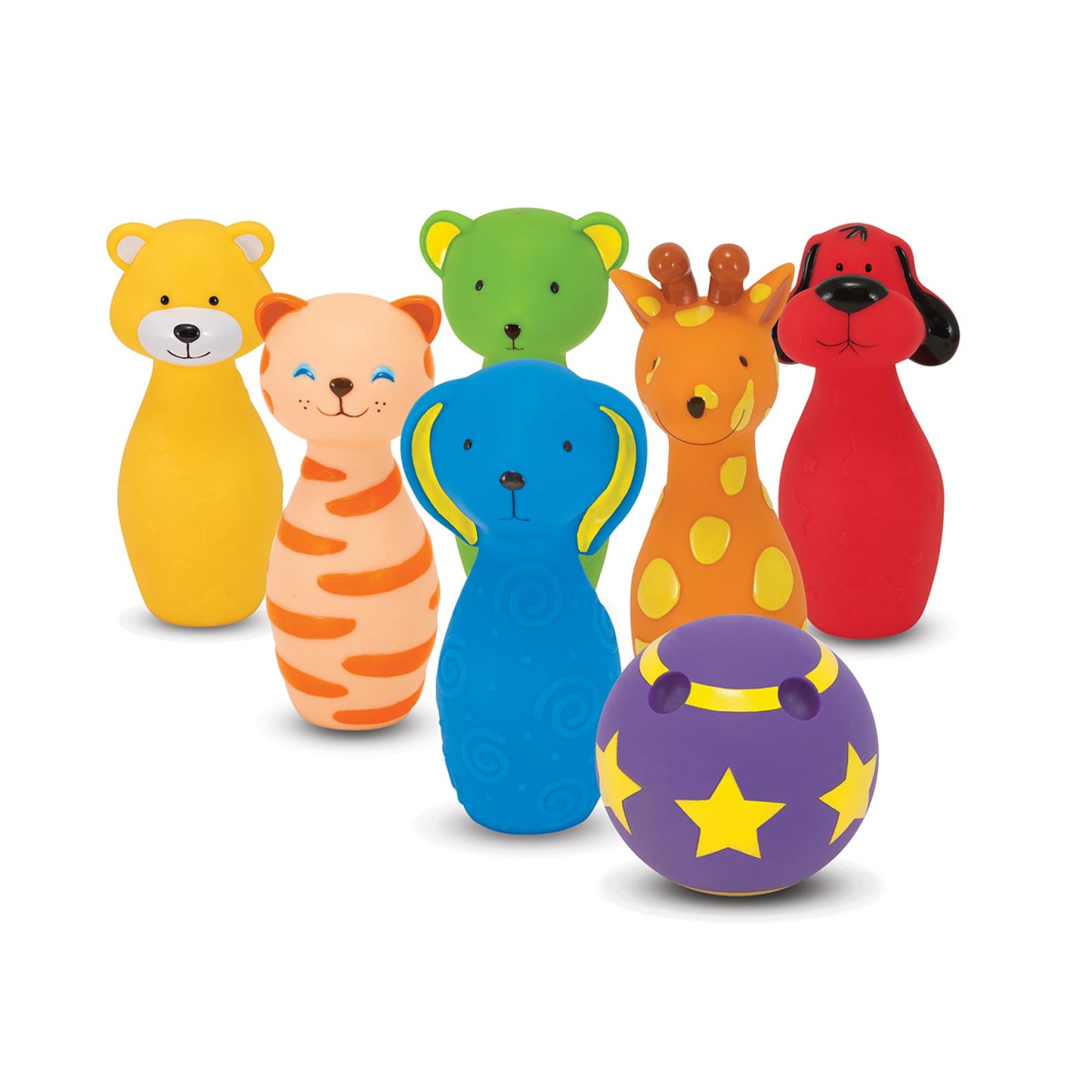 Melissa & Doug K's Kids Bowling Friends Play Set and Game with 6 Pins and Convenient Carrying CaseIndoor Outdoor Bowling Set, Soft Plastic Animal Pins, for Ages 2+