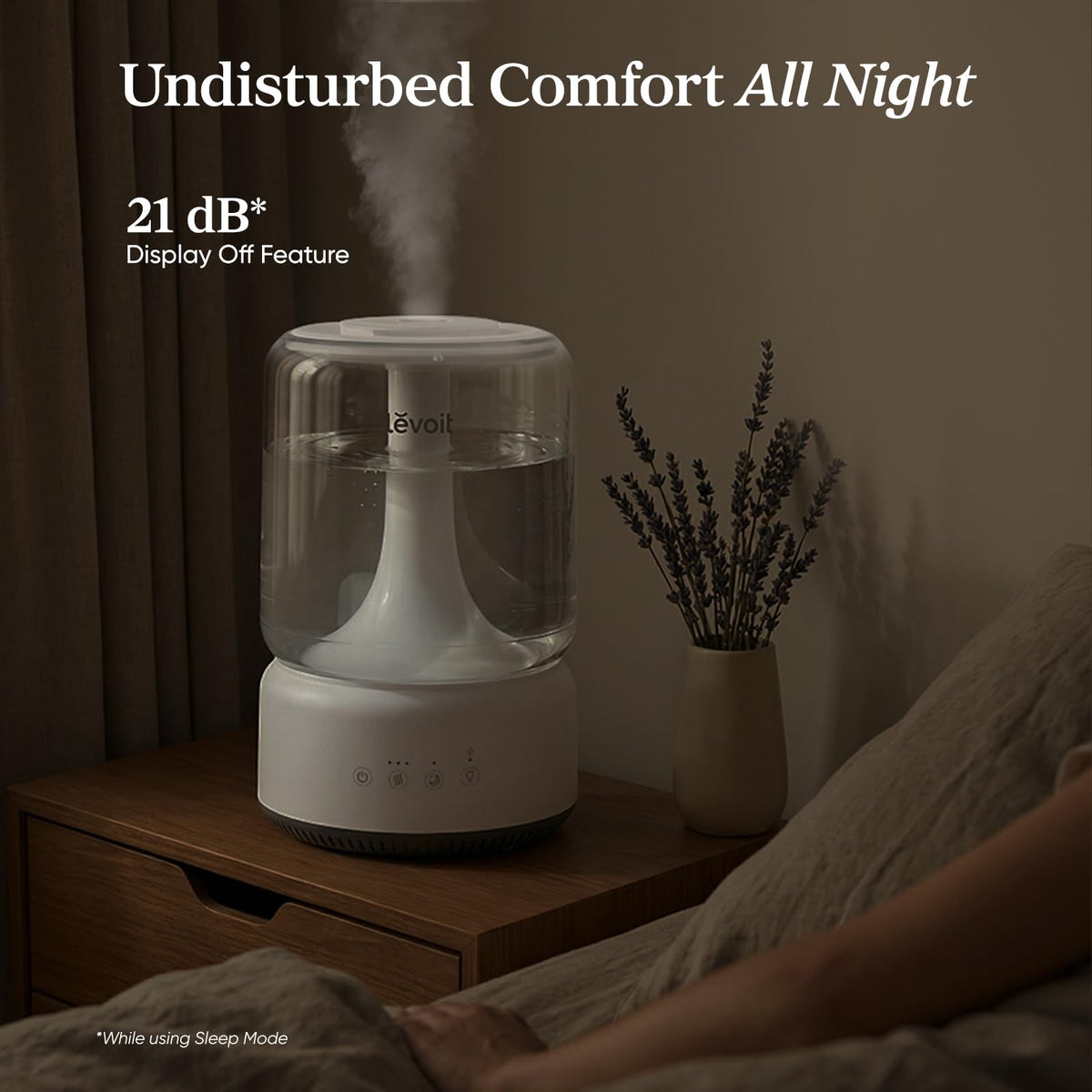 Levoit Humidifiers for Bedroom, 4.2L Top Fill Cool Mist Humidifier for Large Room, 42H Runtime, Dishwasher Safe Design Easy to Clean, 21dB Quiet for Baby, Plants, Night Light, Essential Oil Diffuser