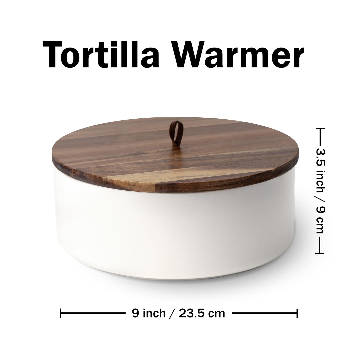 Tortillada - Tortilla Warmer Ceramic with Lid 9 Inch, Bread Warmer, Pancake Warmer, Tortilla Holder with Lid - Microwave-Safe