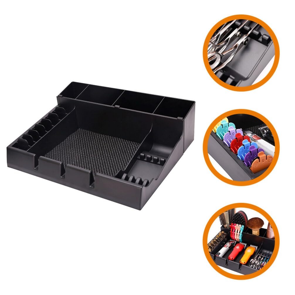 Alipis Barber Clipper Tray, Barber Station Organizer with 3 Notches, Hair Trimmer Holder Case Hair Scissors Storage Box