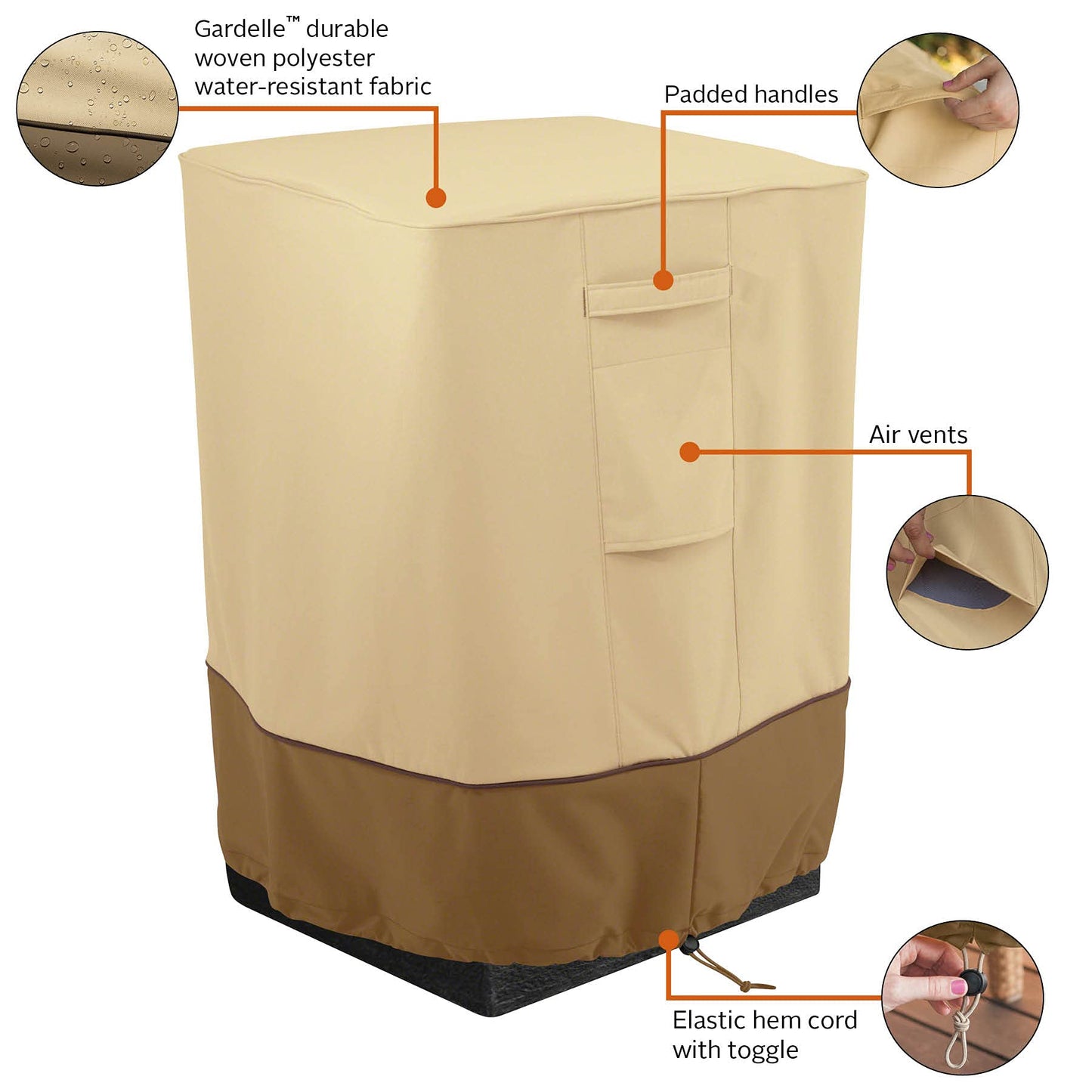 Classic Accessories Veranda Square Patio Fire Column Cover, Pebble