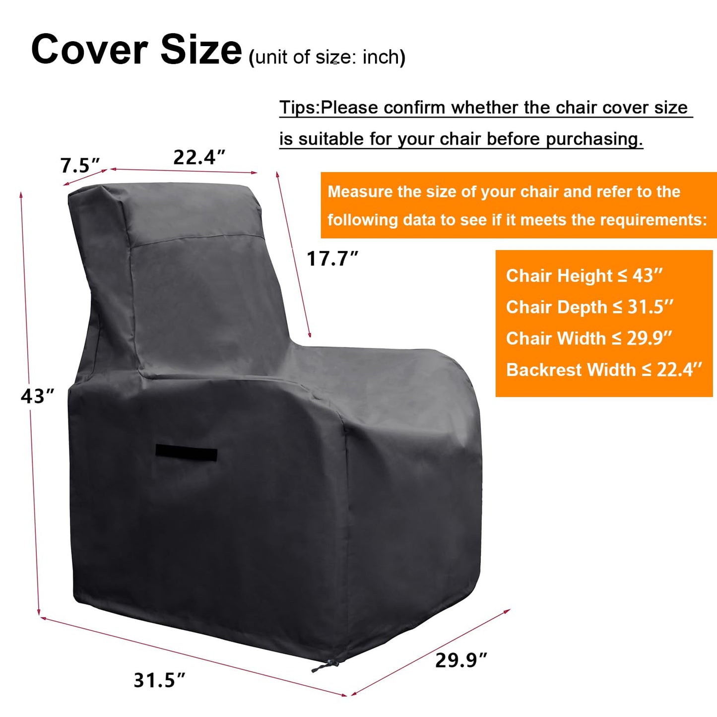 Skypatio Patio Chair Cover Waterproof, Outdoor Furniture Storage Cover for All Weather Protection (Black)