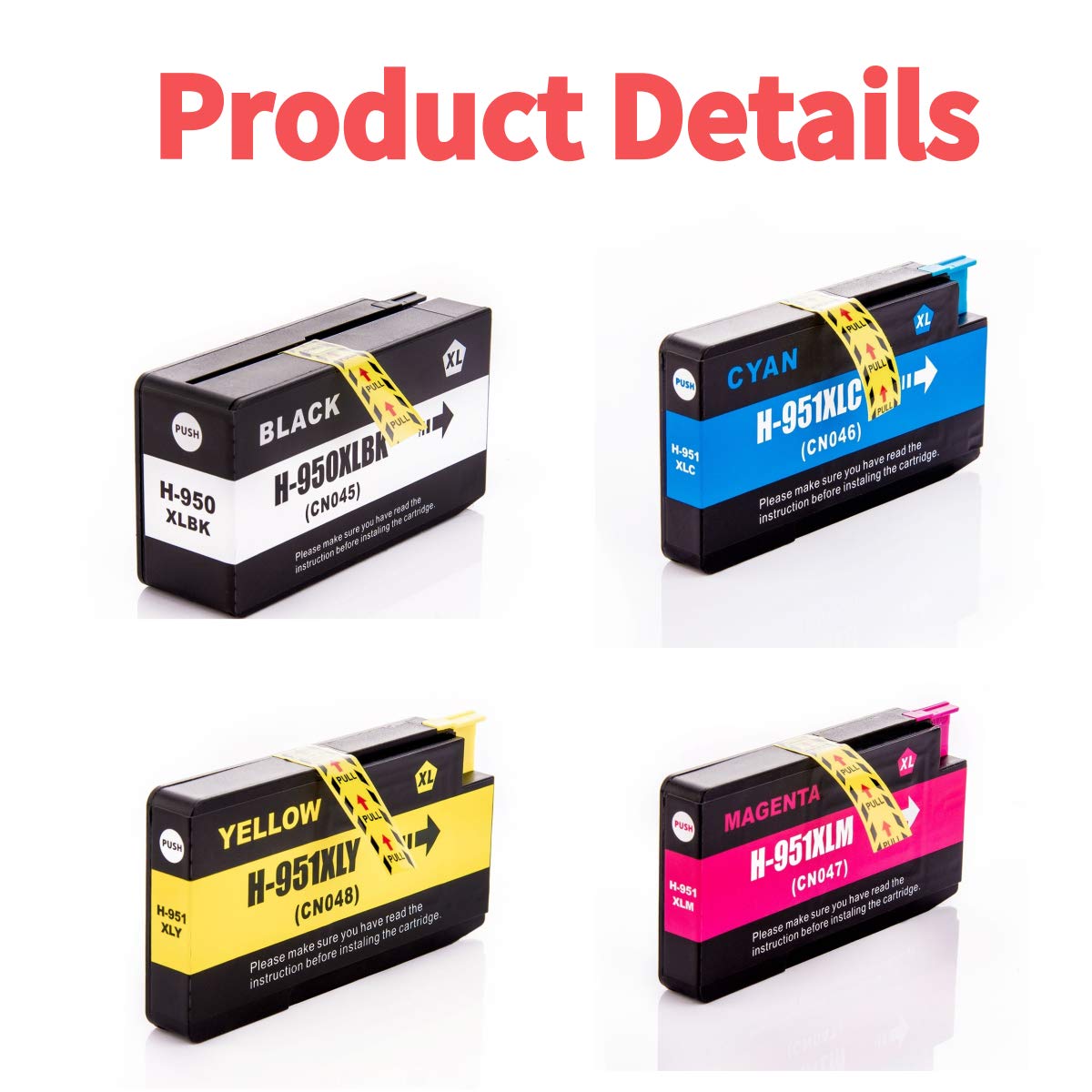 Compatible HP 950 951 Ink Cartridges Replacement for HP 950XL 951XL Ink Work with HP Officejet 8100 8600 8610 8620 8630 8640 8660 8615 8625 251DW 276DW (2BK/2C/2M/2Y)