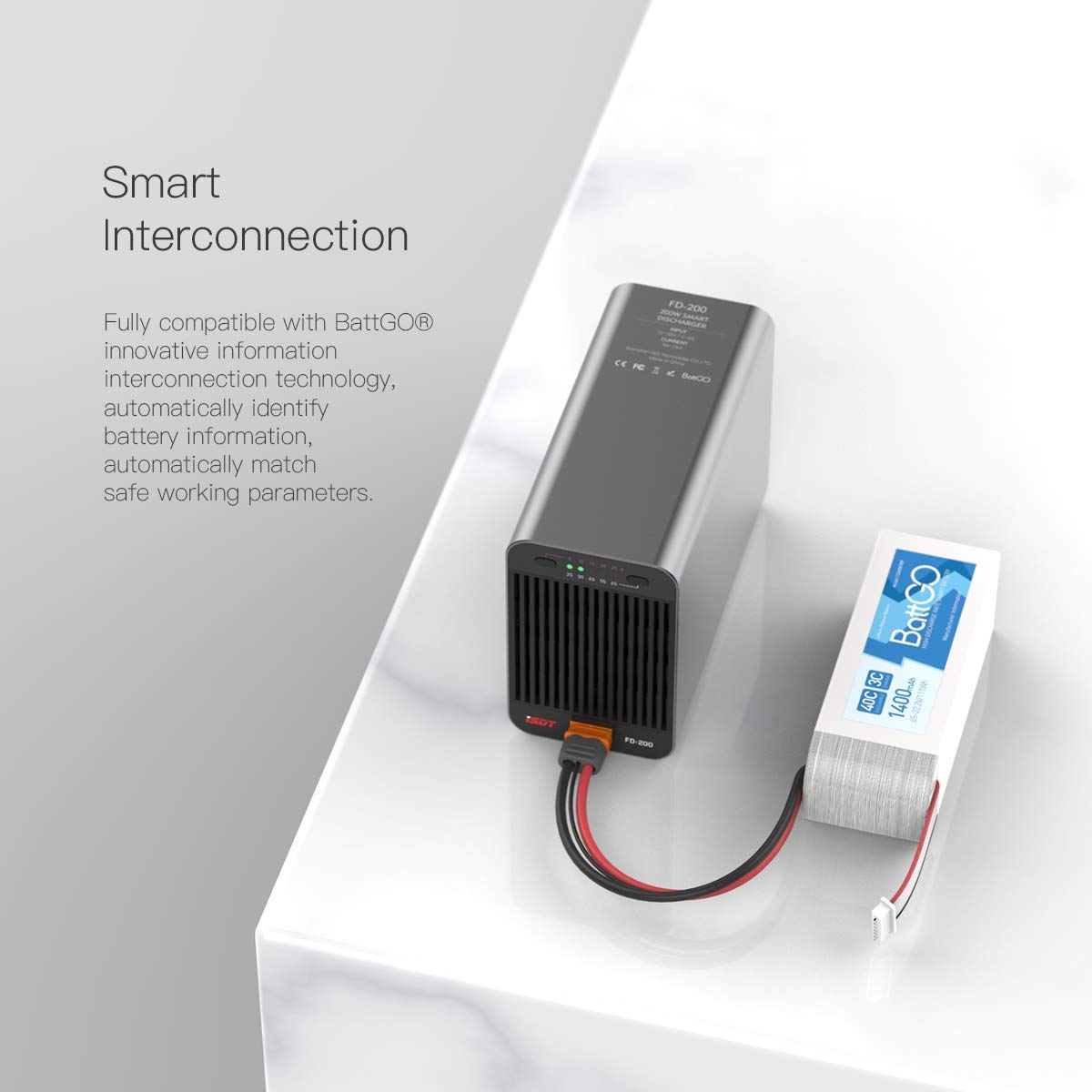 ISDT FD-200 Lipo Discharger 200W 25A APP Control Smart Discharger Capacity 1-8S Lithium/Lipo Battery Discharger, High Voltage Lipo Discharger