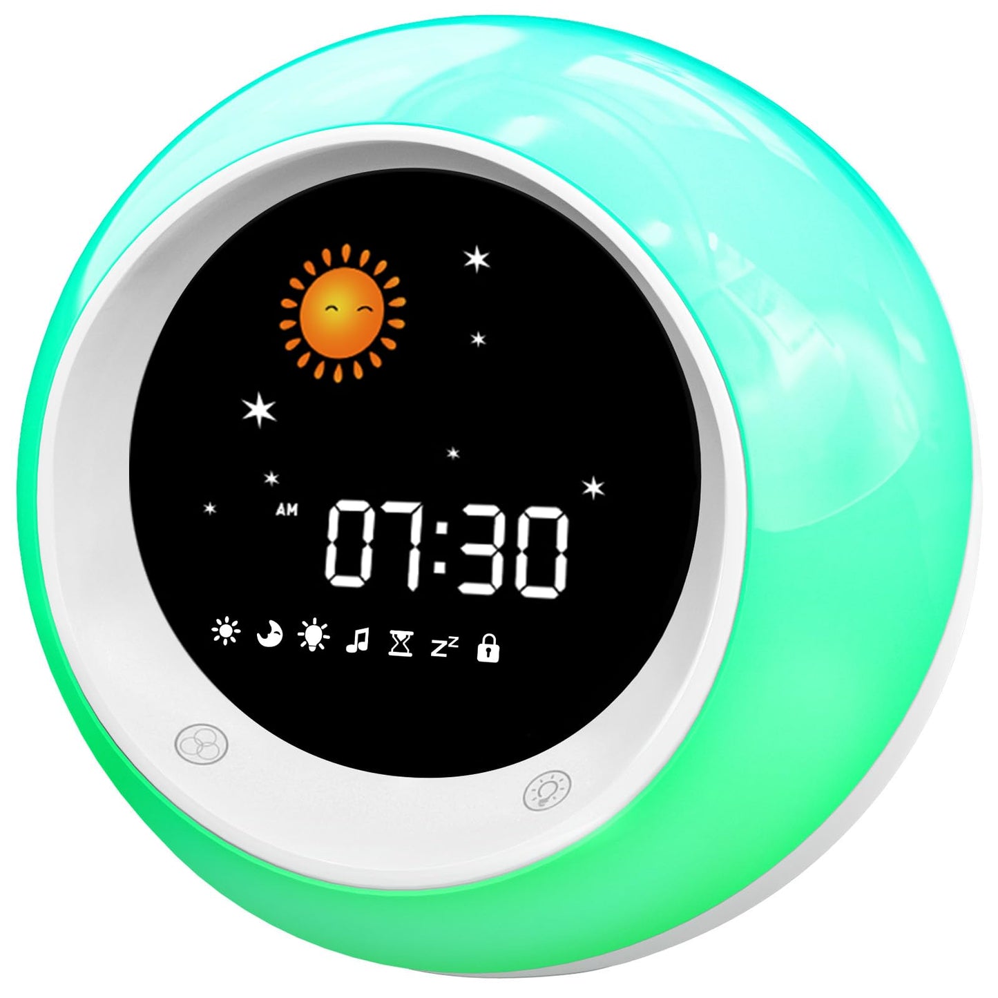 I.Code Sun & Moon Rise Kids Alarm Clock, Children's Sleep Trainer, Sleep Sound Machine, Wake Up Light & Night Light, Teach Kids Day & Night