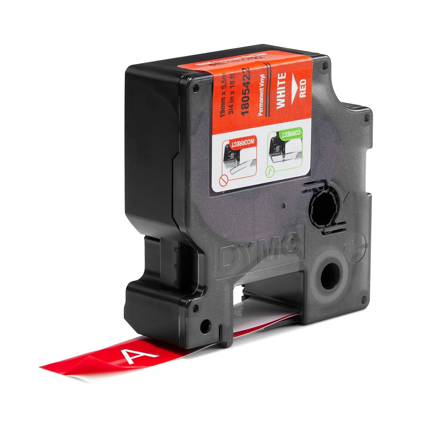 DYMO Rhino Industrial Vinyl Labels, 3/4", White Print on Red Tape