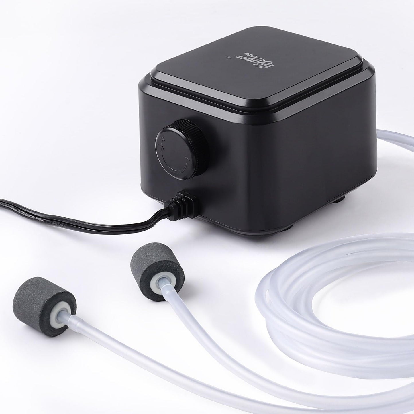 hygger Quietest Aquarium Air Pump, Adjustable Oxygen Pump 2 Air Outlets Ultra Silent Powerful Aerator Pump (3.5W,Up to 120Gallon)