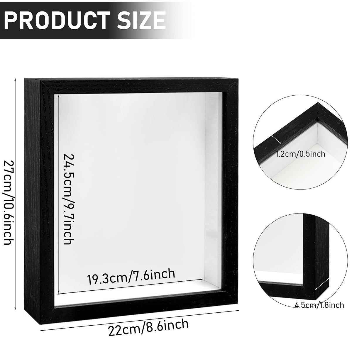 6 Pack Shadow Box Picture Frame, 8x10 Shadow Boxes Display Cases Wood Shadow Box Set for Dried Flowers, DIY Craft, Memorabilia, Medals, Photos, Wall Tabletop Display (8 x 10 Inch, Black)
