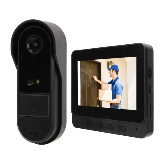 Cordless Video Doorbell Intercom System, 4.3 Inch Monitor with 1080P Door Camera, Night Vision, 8MP 170° Wide Angle, Two Way Talk, IP66 Waterproof