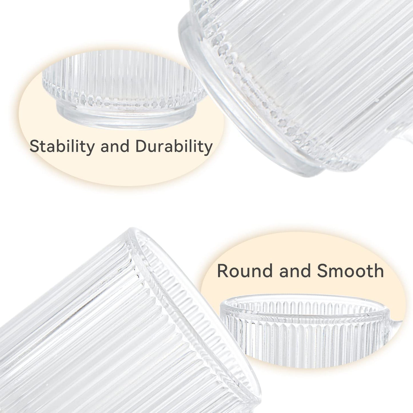 D.M DESIGN·MASTER [6 Pack, 12 OZ] - Premium Glass Coffee Mugs with Handle, Classic Vertical Stripes Tea Cup,Transparent Tea Glasses for Hot/Cold Beverages.