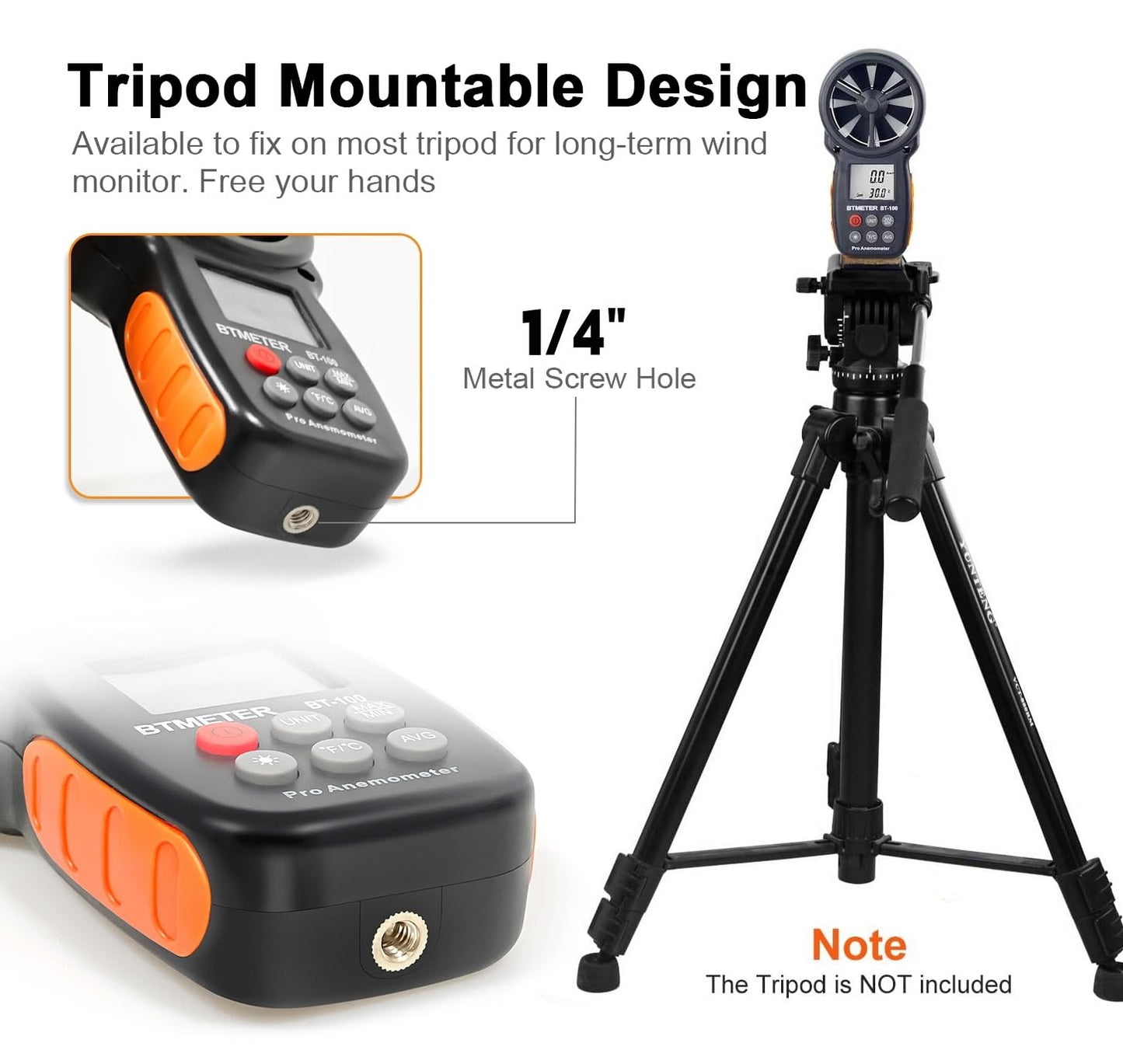 BTMETER Wind Speed Gauge Meter BT-100 Anemometer Portable Digital 14℉-113℉ Temperature Air Velocity Wind Chill Temperature Measurement Backlight Accurately Measuring