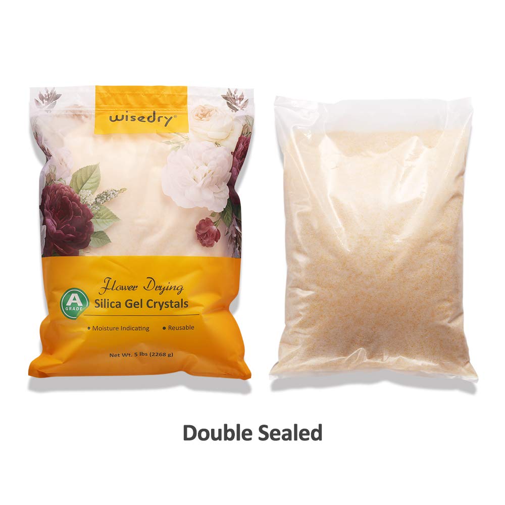 wisedry 10 LBS Silica Gel Flower Drying Crystals, 2 Packs of 5 LBS, Color Indicating, Reusable