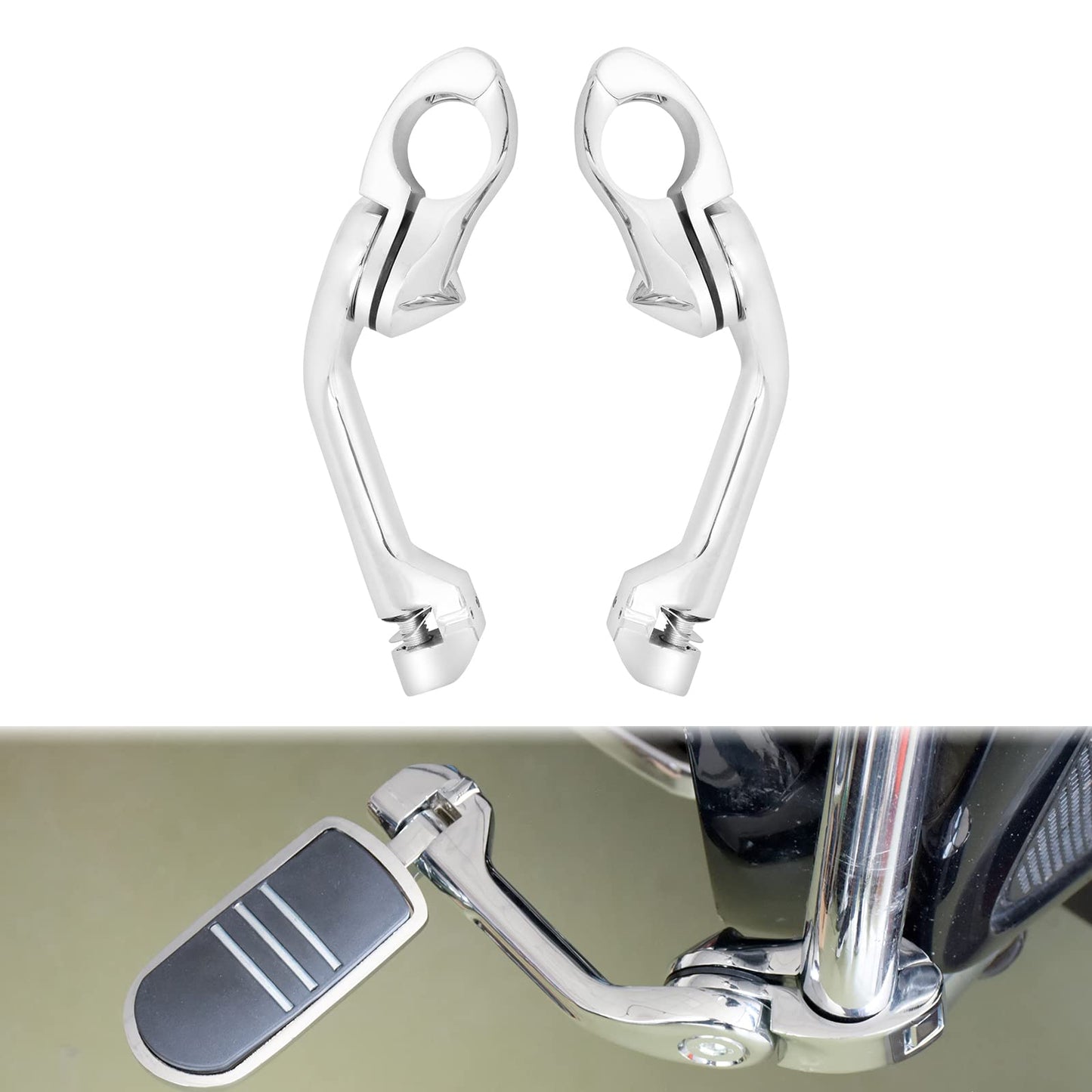 HCmotorku Motorcycle 32mm 1.25'' Long Angle Highway Pegs Mount Kit Fits For Harley Touring Road King Street Glide Electra Softail Dyna Sportster XL 883 1-1/4'' Engine Guards Chrome,HCUSPE013202