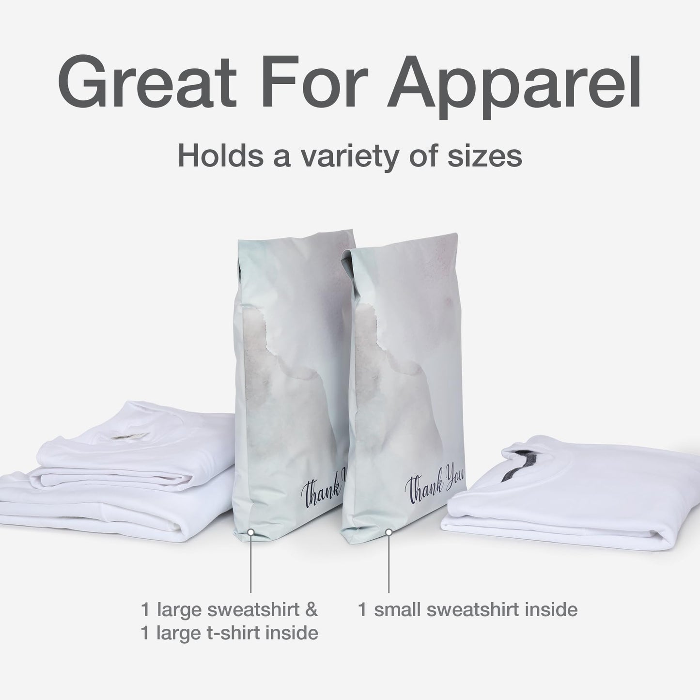 Quality Park Thank You Poly Mailers, 10 x13 Inch Shipping Envelopes, 100 Pack, Self Seal, Waterproof Shipping Bags for Clothing, Watercolor (QUA89302)