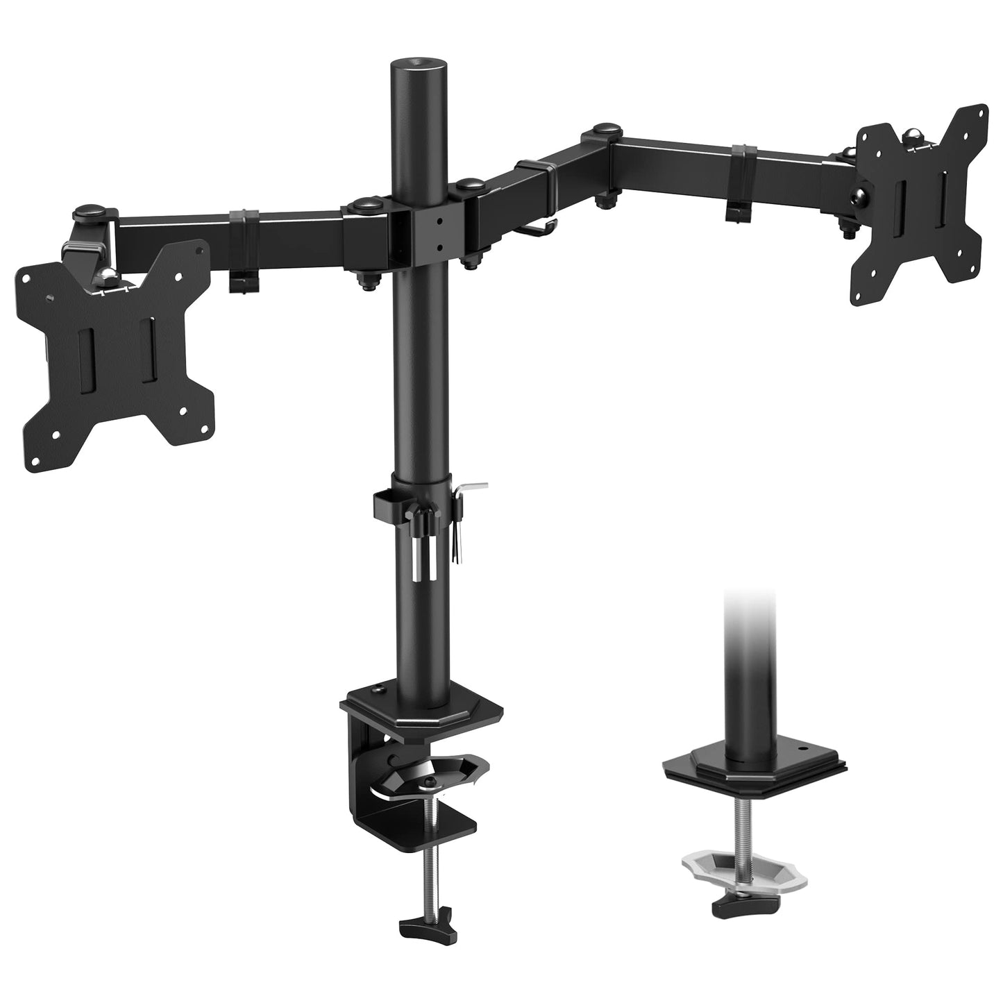 BONTEC Dual Monitor Arm for 13-32 inch LCD LED PC Screens, Height Adjustable 360° Rotation, 90° Tilt and Swivel, 22 lb per Arm, Desk Clamp or Grommet Mount, Cable Management,Black