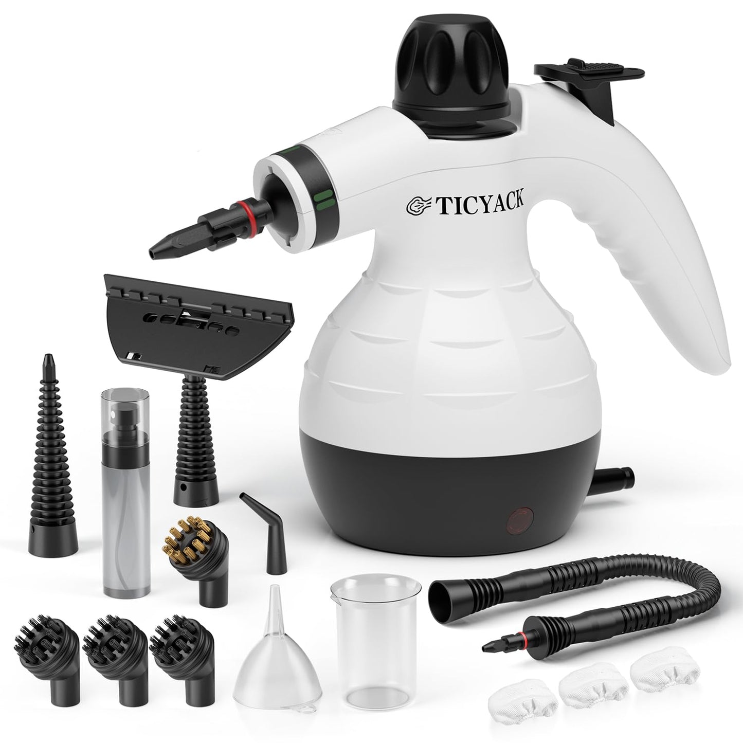 TICYACK Steam Cleaner Handheld, Steam cleaner with 16 Accessories, Hands-Free Auto Steam & Child Lock, Multi-Surface steam Cleaner for home, Kitchen, Car Detailing, Upholstery (White)