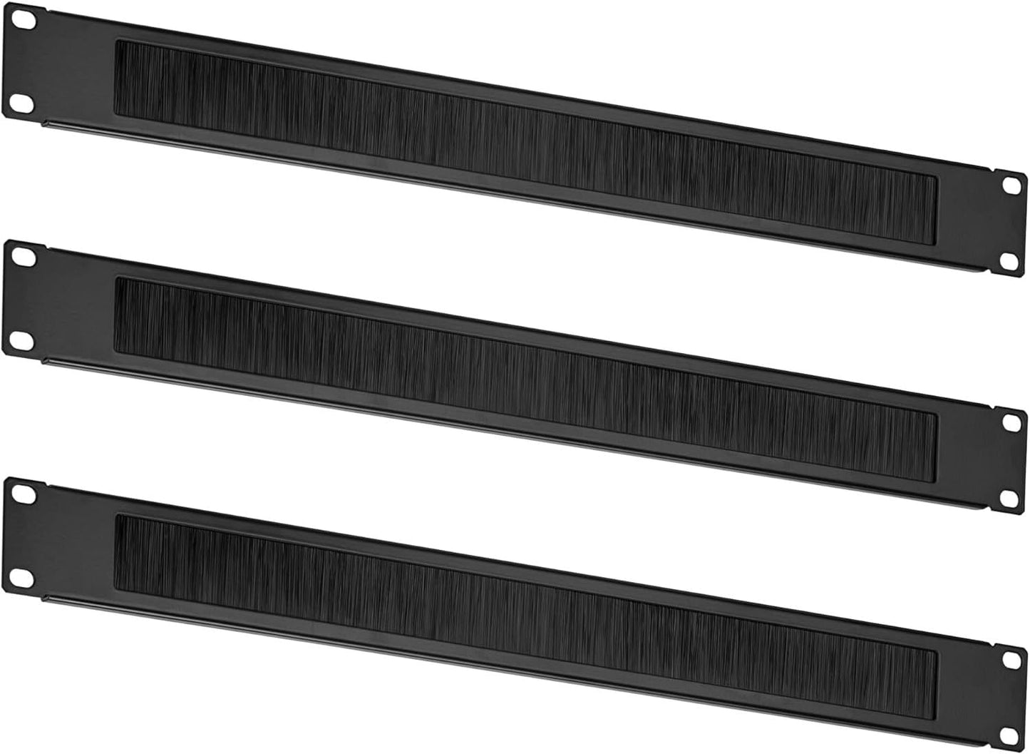 KUYEFGF 1U 19 Inch Rack Mount Brush Panel | Cable Entry Management Passthrough | Black Metal Rack Brush Cables Organizer