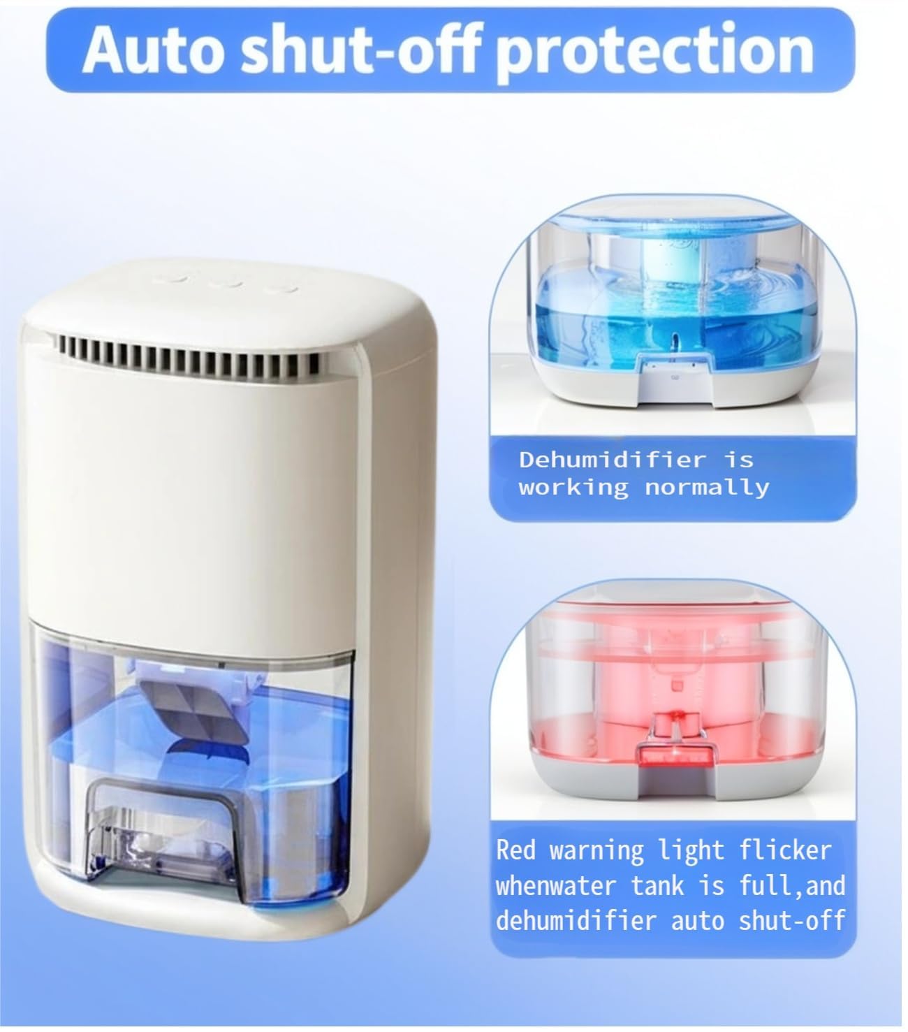 Dehumidifiers for Home, 34OZ Deshumidificateur Déshumidificateur Dehumidifiers for Bedroom Bathroom Small Dehumidifier Mini for RV Chambre Car, Auto Shut off, Ultra-Quiet with Sleep Mode (White)