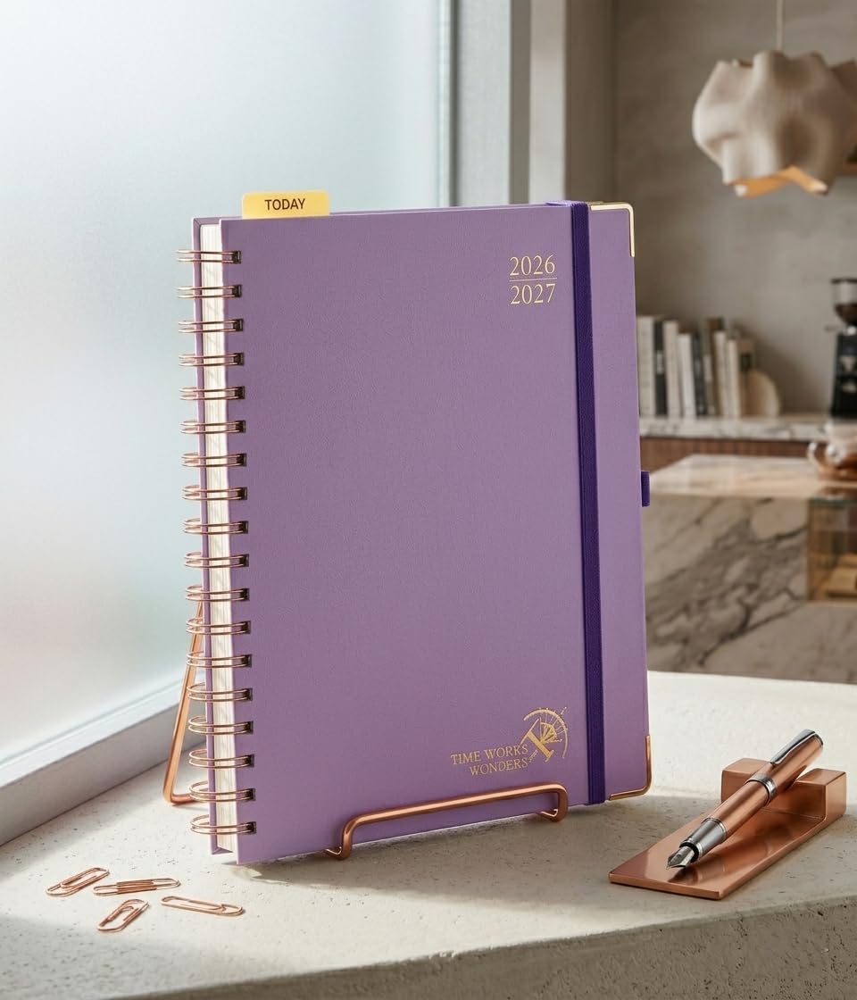 POPRUN Academic Planner (July 2026-June 2027) Weekly and Monthly Appointment Book 2026-2027, 10" x 8" Planner School Year 2026-2027 with Hardcover, Tabs, Ruler, Pen Loop & Tear-Off Corners - Violet