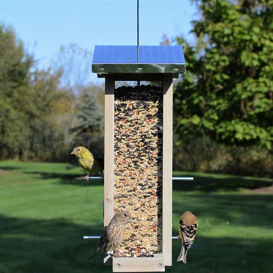 Wild Wings WWGF1-DECO Galvanized Weathered Vertical Cedar Bird Hopper Feeder