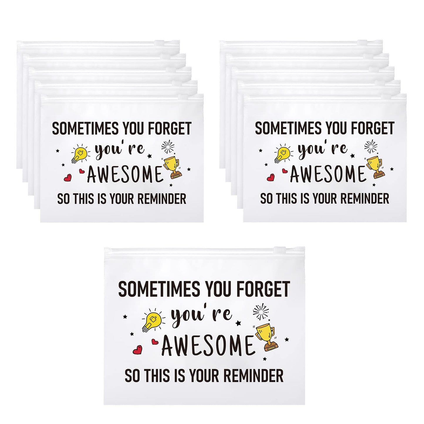 100 Pcs Inspirational Gifts for Girls Women Travel Cheer Makeup Bag Bulk Loved Quotes Cosmetic Bags with Zipper Thank You Encouragement Birthday Gift Bag for Nurse Teacher Friend (You're Awesome)