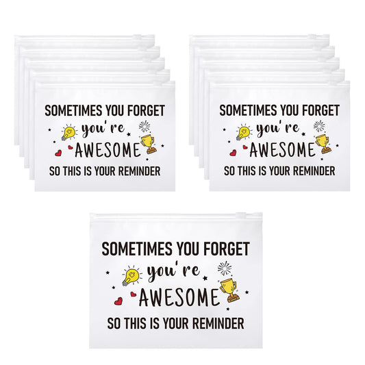 100 Pcs Inspirational Gifts for Girls Women Travel Cheer Makeup Bag Bulk Loved Quotes Cosmetic Bags with Zipper Thank You Encouragement Birthday Gift Bag for Nurse Teacher Friend (You're Awesome)