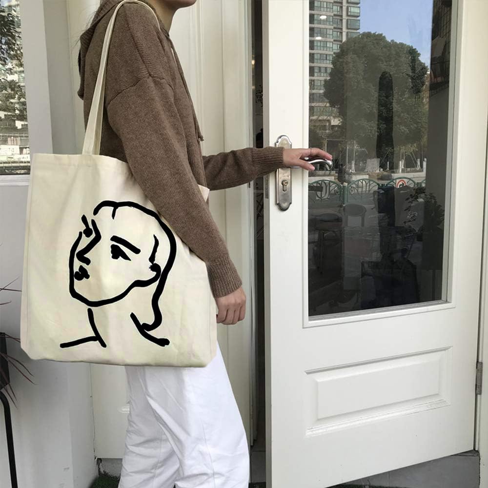 Faylapa 3/5 / 6/12 Pack Canvas Tote Bags,Heavy Duty Reusable Grocery Shopping Bag 13.6"x 15.3" Blank Cotton Bags for DIY (12, Beige)