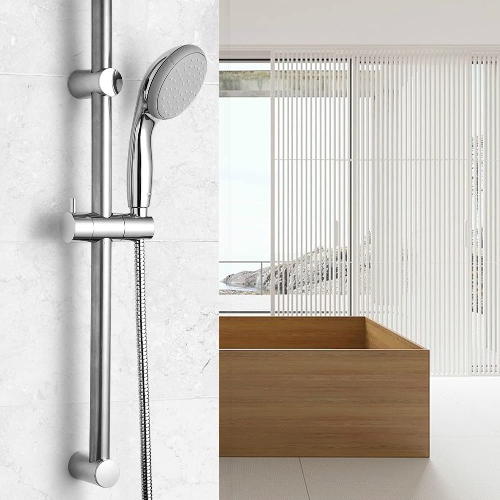 OFFO Shower Slide Bar 620mm(24 in) Adjustable Installation Distance 18-24 in with 360° Adjustable Handheld Shower Head Holder for Bathroom, Screw Wall Mounted, Chrome