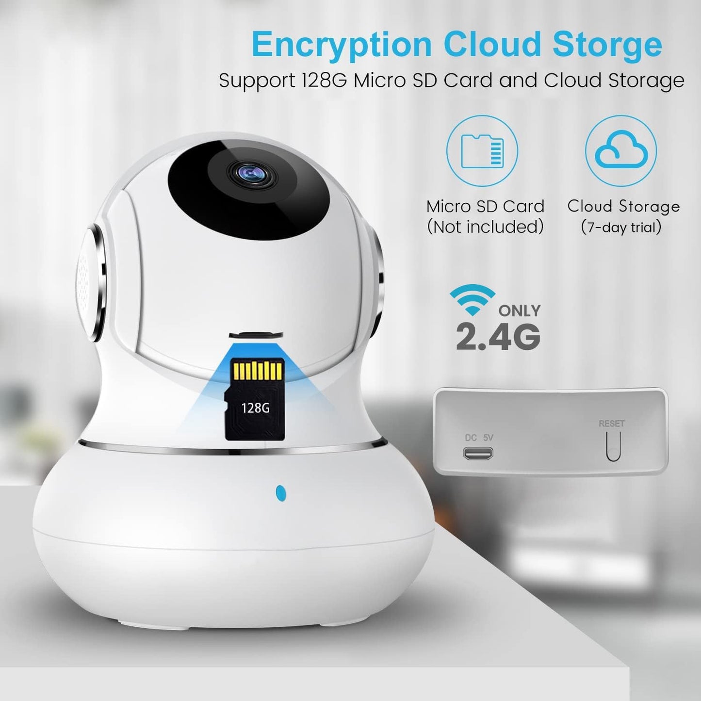Littleelf Camera Surveillance Interieur, Litokam 2K Pet Cameras with Phone App for Dog Indoor Security Camera WiFi Baby Monitor with Motion & Sound Detection, 360° View Home Camera Works with Alexa