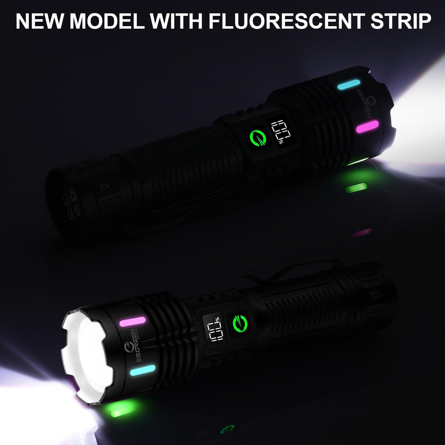 Esgreen Rechargeable Flashlights High Lumens 1,000,000, 2 Modes High/Low, Super Bright LED Flashlight USB C Long Distance 3280FT, Powerful Long Lasting 10H Strong Flash Light For Camping Hiking Travel