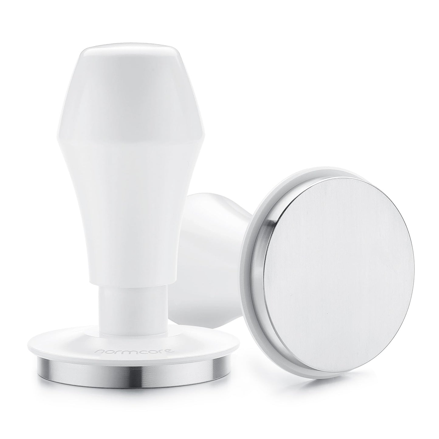 Normcore 53.3mm Espresso Coffee Tamper V4.1, Spring Loaded Tamper With Stainless Steel Flat Base15lb / 25lb / 30lbs Replacement Springs, Anodized Aluminum Stand, White