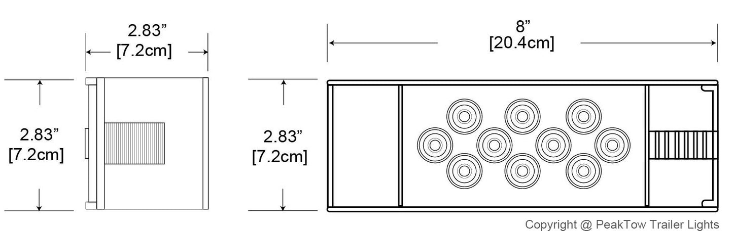 PEAKTOW PTL0102 Deluxe 12V Rectangular Low Profile Submersible LED Trailer Stop/Turn/Tail Light Kit