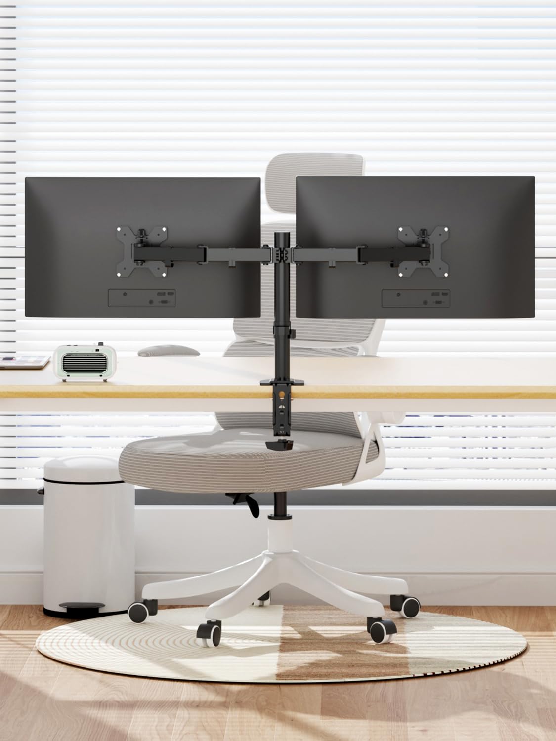 Suptek Dual LED LCD Monitor Desk Mount Heavy Duty Fully Adjustable Stand for 2 / Two Screens up to 27 inch (MD9442)