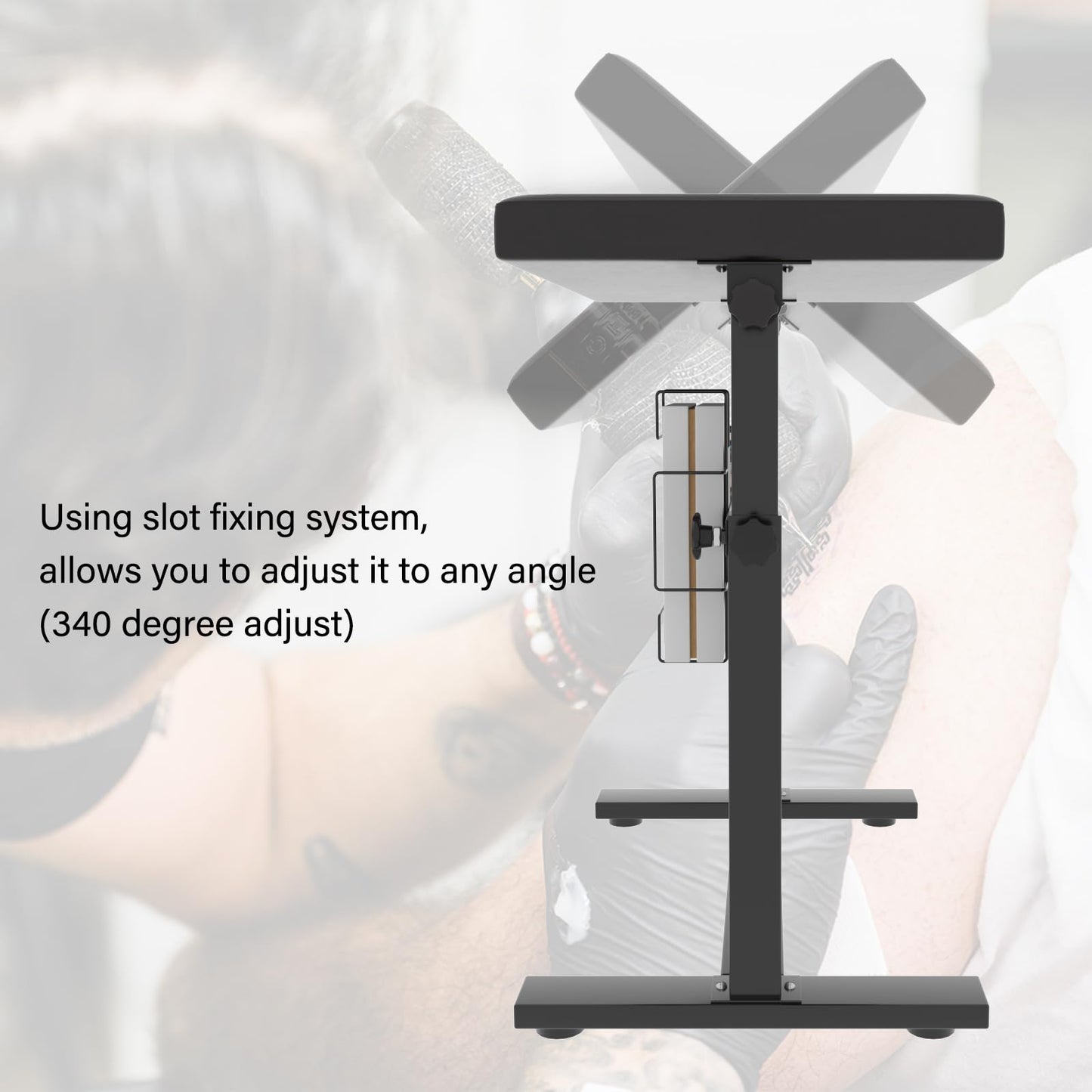 Barlezy Tattoo Armrest Stand, Height Adjustable 26"-38.5", Arm Leg Fixation, Black