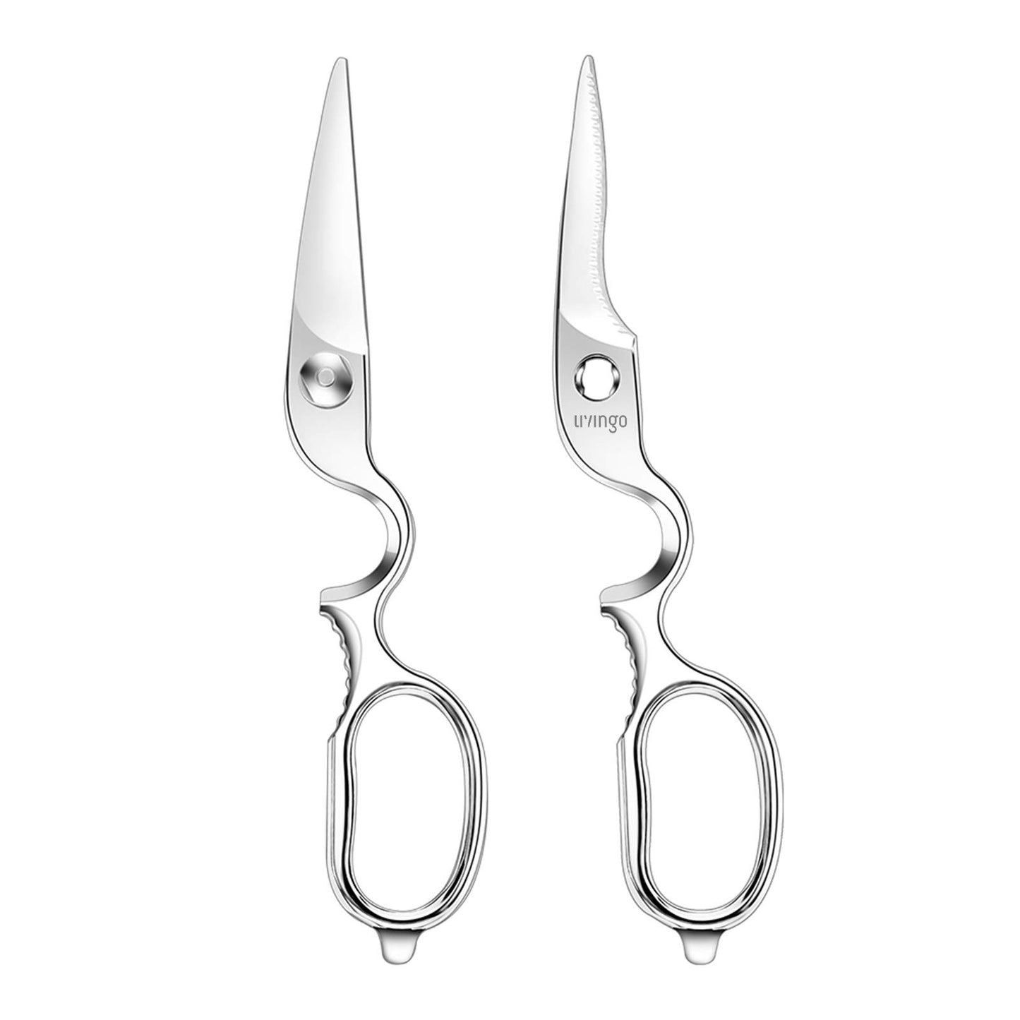 LIVINGO Kitchen Forged Shears Heavy Duty Come Apart Ultra Sharp Multi-Function Stainless Steel Scissors Bottle Opener, Nut Cracker 22cm