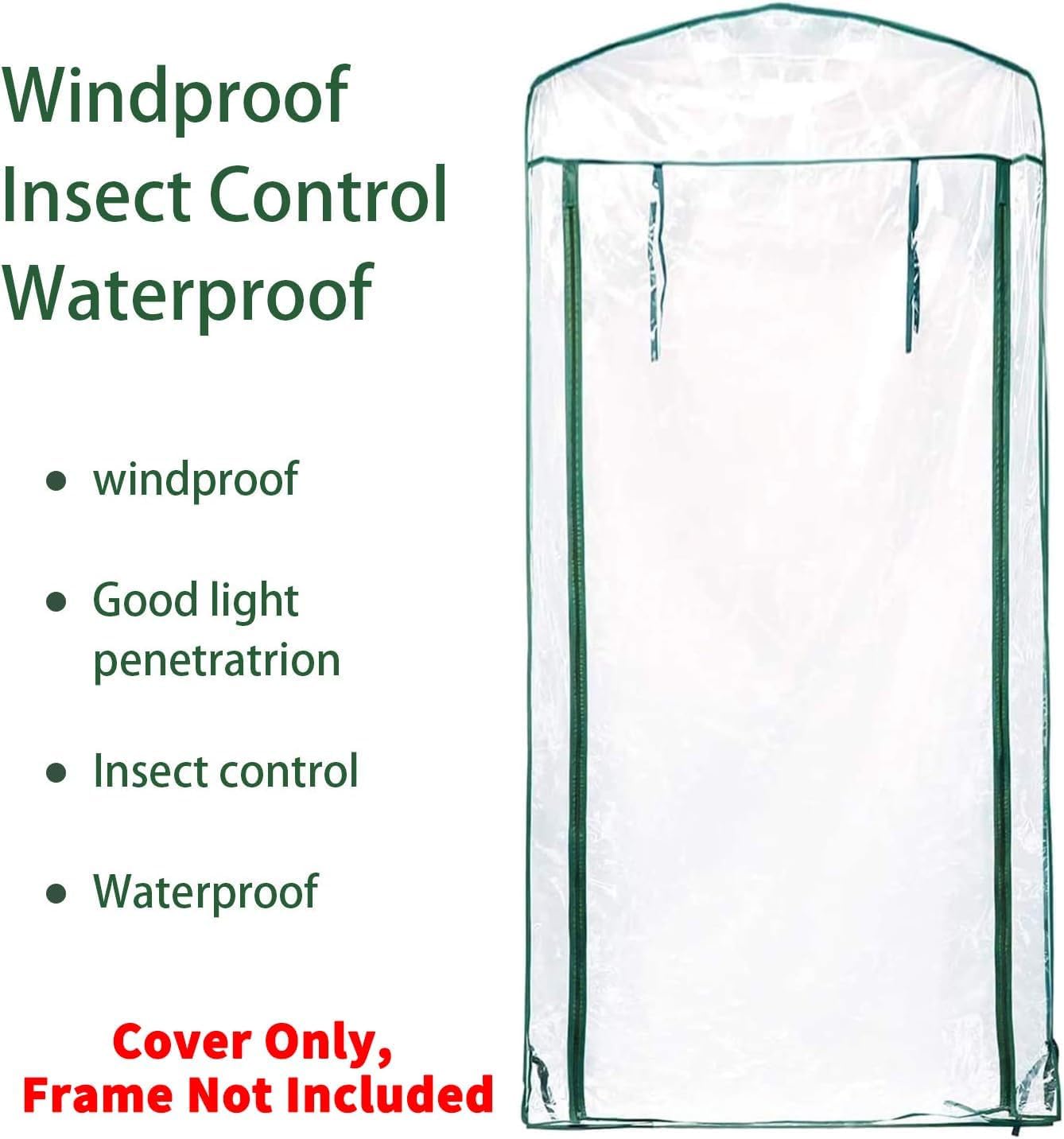2 Pcs 4 Tier Greenhouse Replacement Cover- 27 x 19 x 63 Inch Clear PVC Plant Greenhouse Cover with Roll-Up Zipper Door for Gardening Plants Flowers (Frame Not Include)
