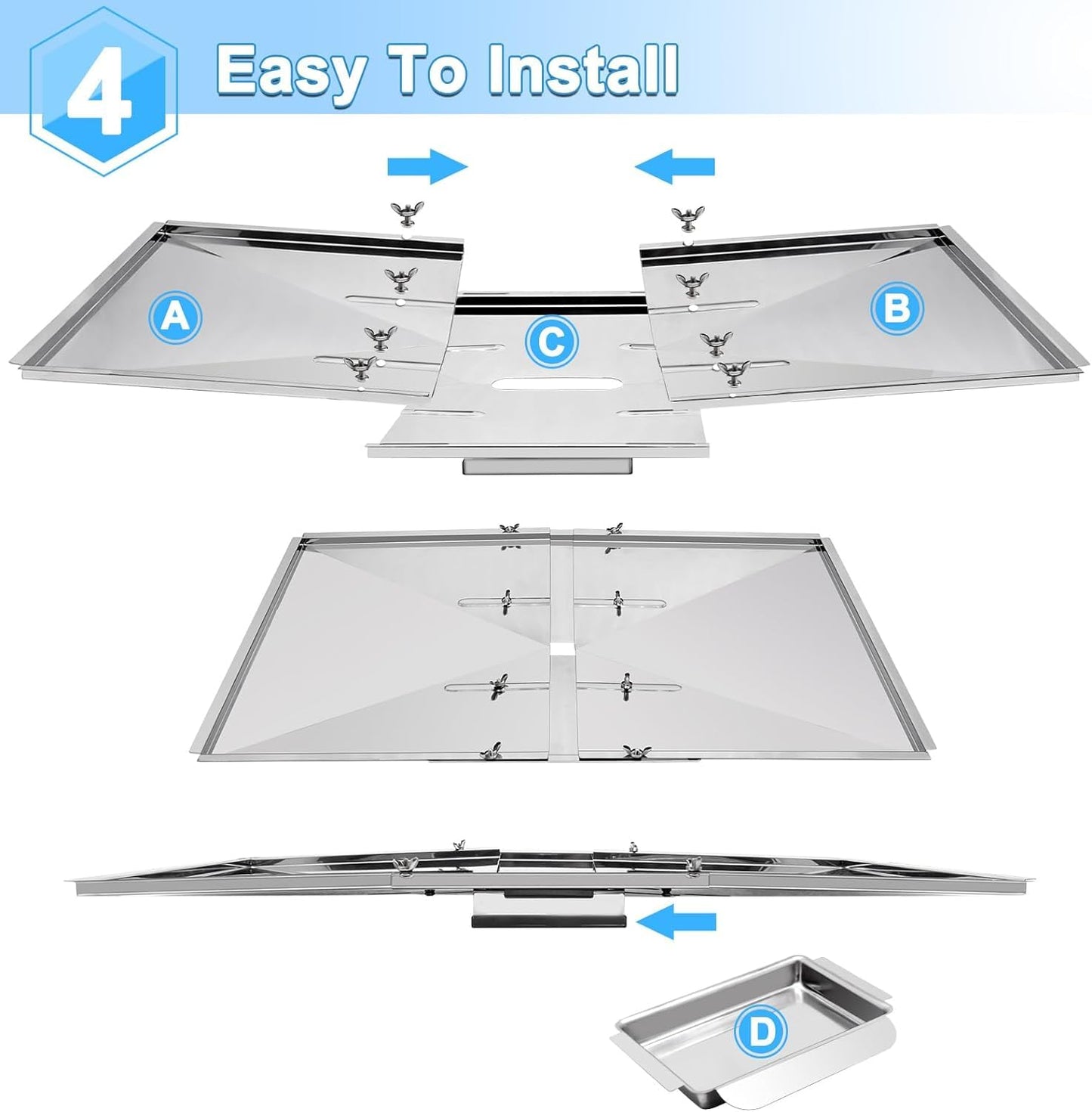 Criditpid 24" - 27" Adjustable BBQ Grill Drip Pans Grease Tray Replacement for Nexgrill 720-0830H, Backyard Grill BY13-101-001-12, Dyna Glo DGF493BNP.