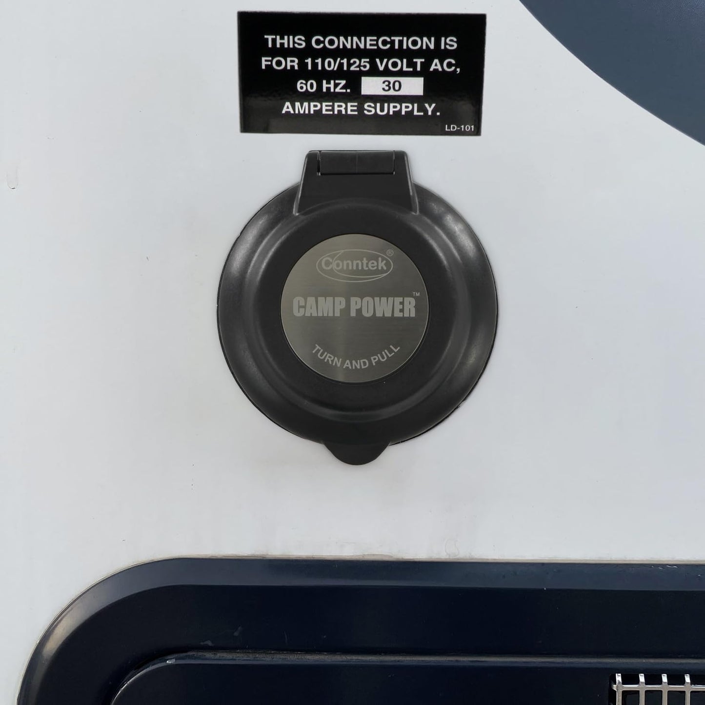 Conntek 30 Amp 125 Volt RV Marine Power Inlet - Black