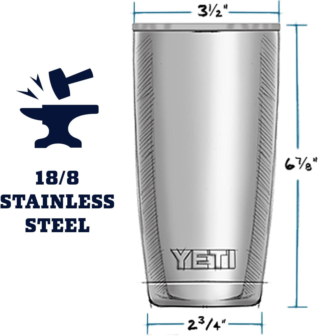 YETI Rambler 20 oz Tumbler, Stainless Steel, Vacuum Insulated with MagSlider Lid, Venom